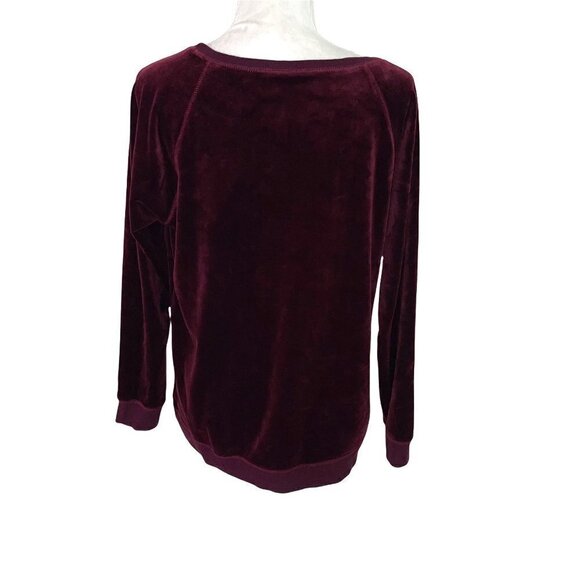 Luxurious Velour Sweatshirt Womens Plush Polyester Spandex Blend Pullover Purple - Picture 2 of 10